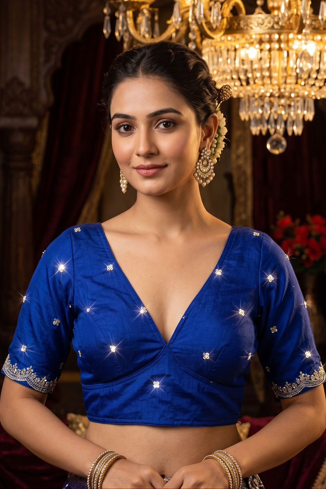 Falling For Florals Vichitra Silk Blouse
