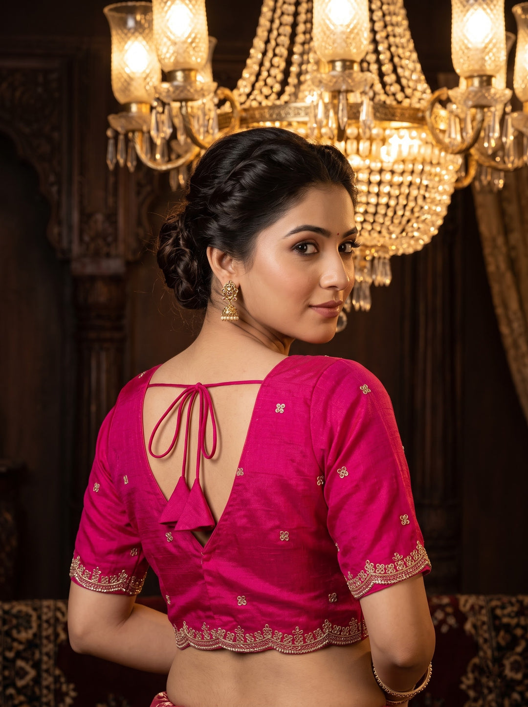 Falling For Florals Vichitra Silk Blouse
