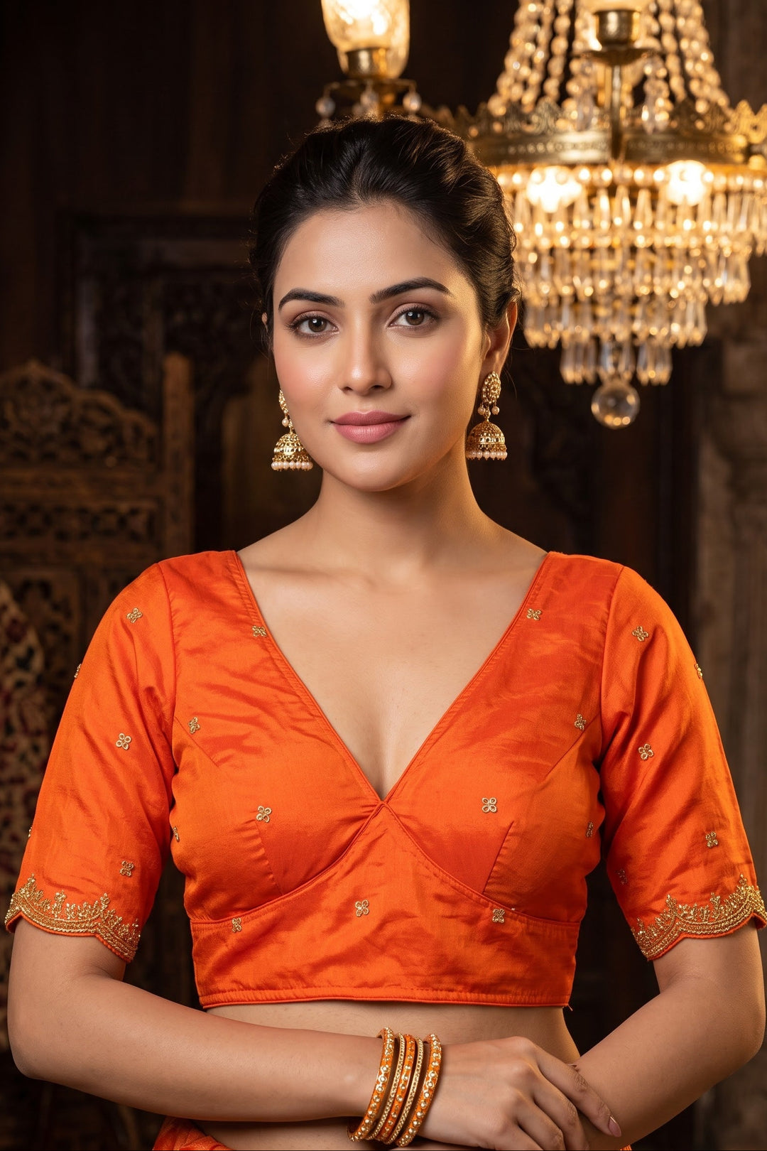Falling For Florals Vichitra Silk Blouse
