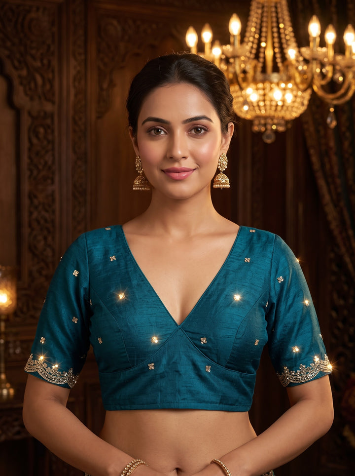 Falling For Florals Vichitra Silk Blouse