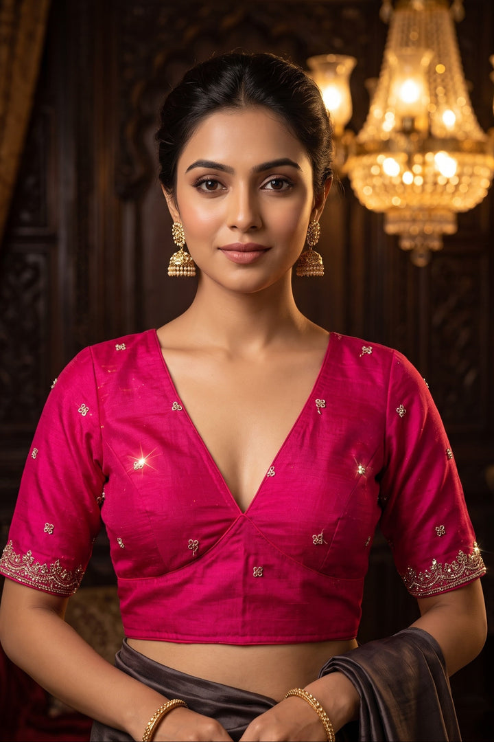 Falling For Florals Vichitra Silk Blouse