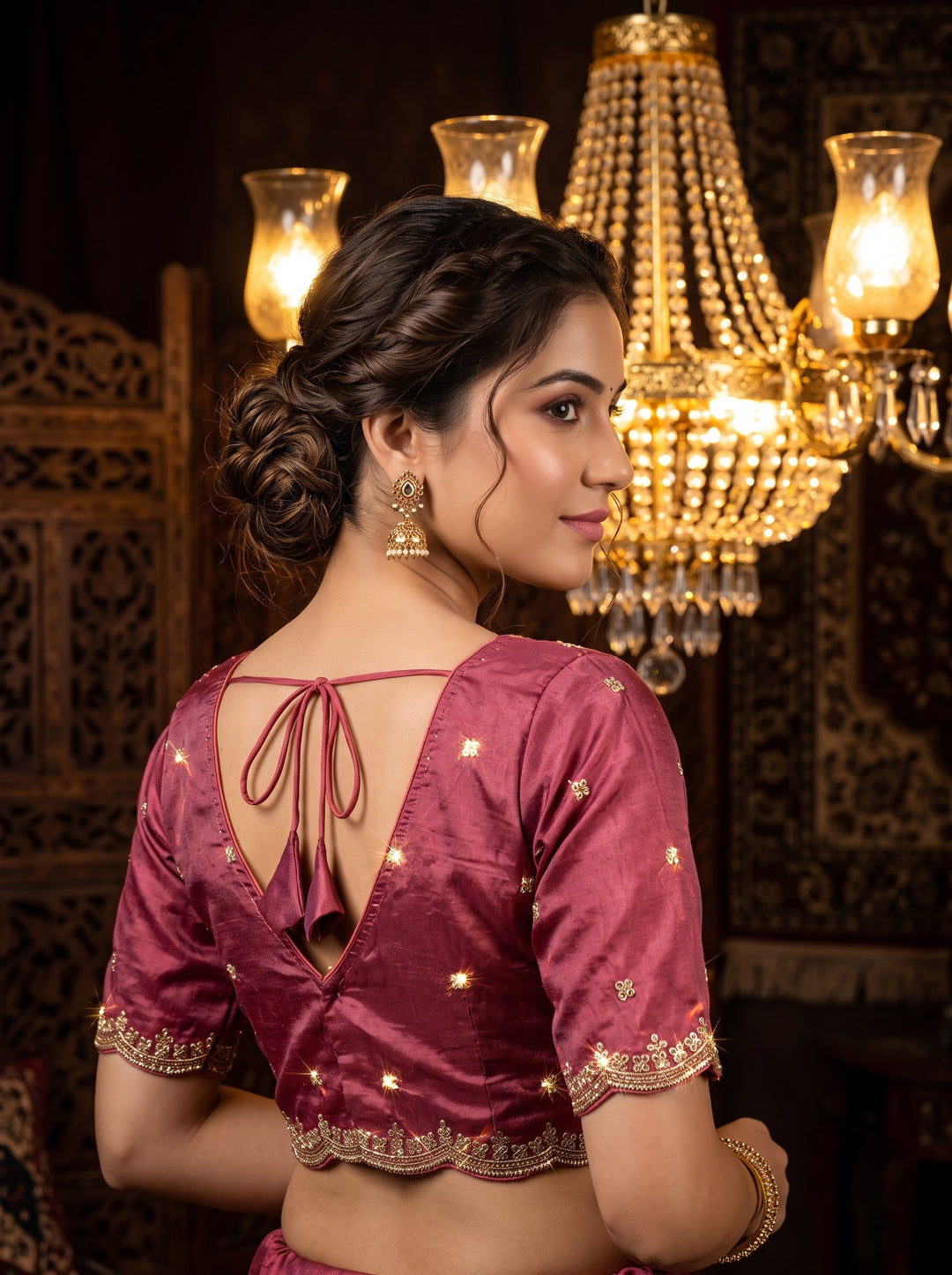 Falling For Florals Vichitra Silk Blouse