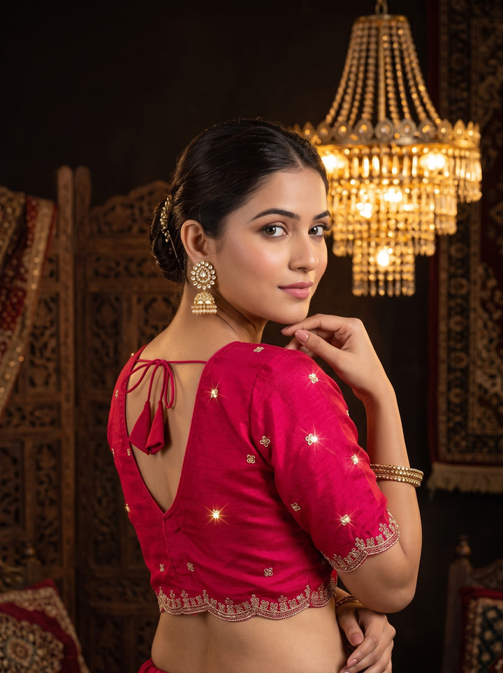 Falling For Florals Vichitra Silk Blouse