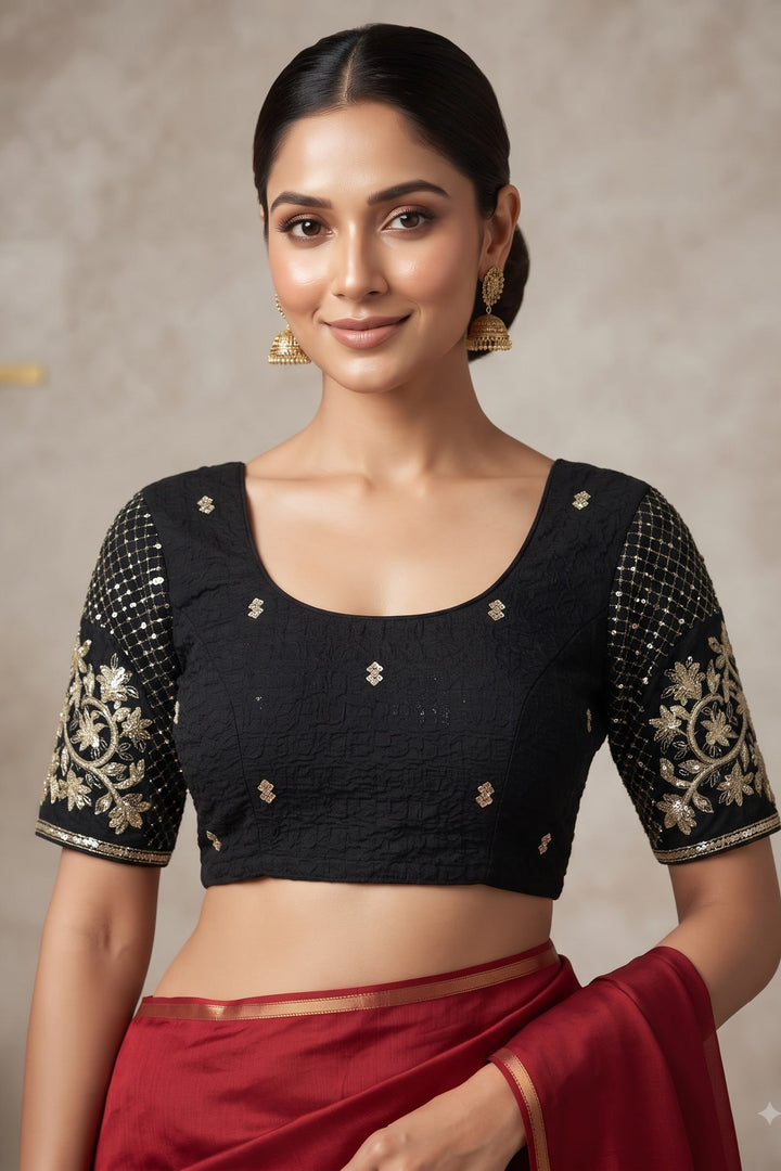 Black Opulence Stretchable Knitted Blouse