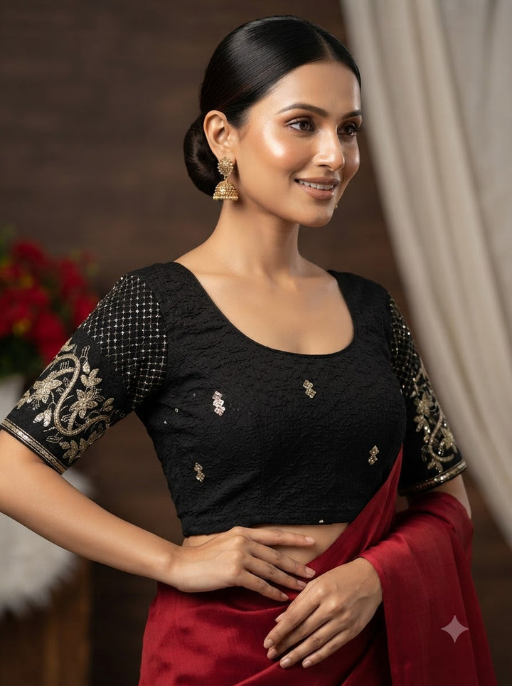 Black Opulence Stretchable Knitted Blouse