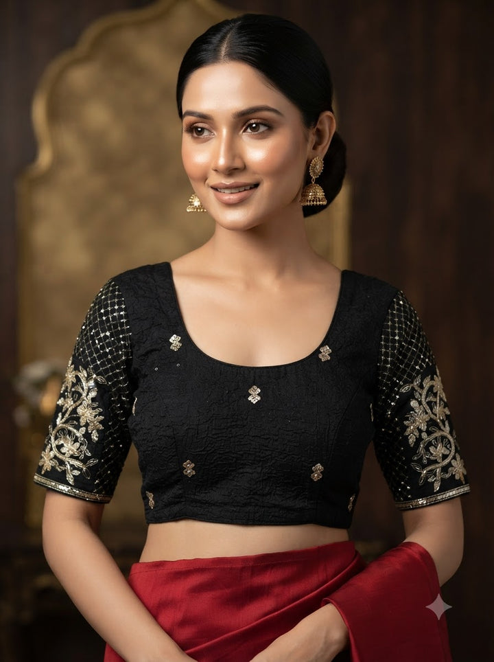 Black Opulence Stretchable Knitted Blouse