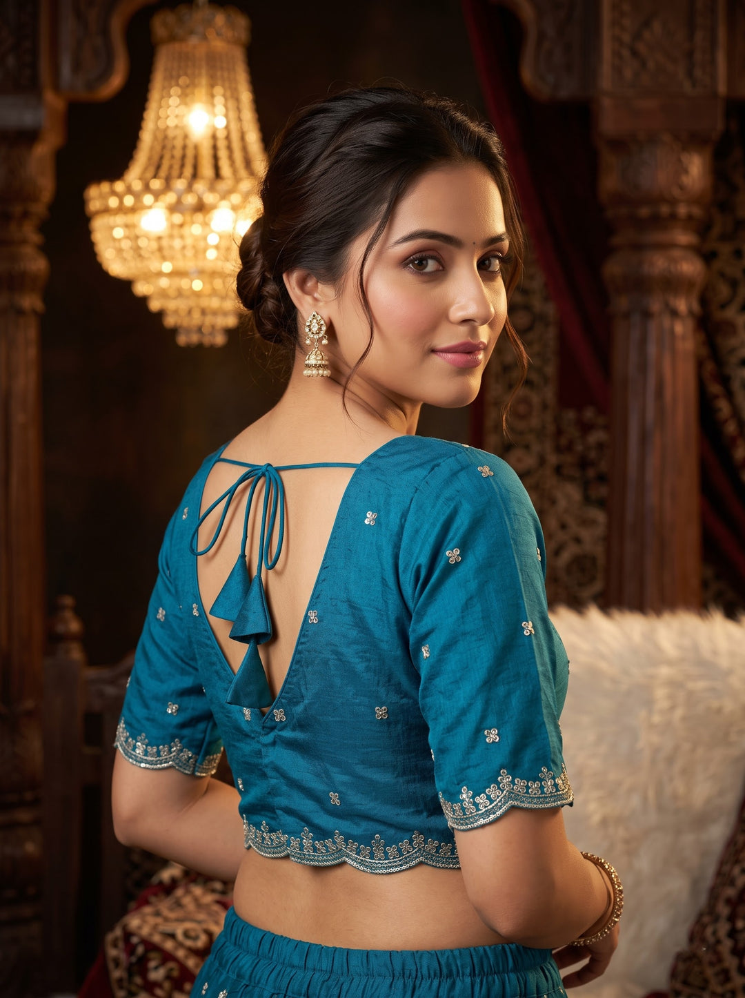 Falling For Florals Vichitra Silk Blouse