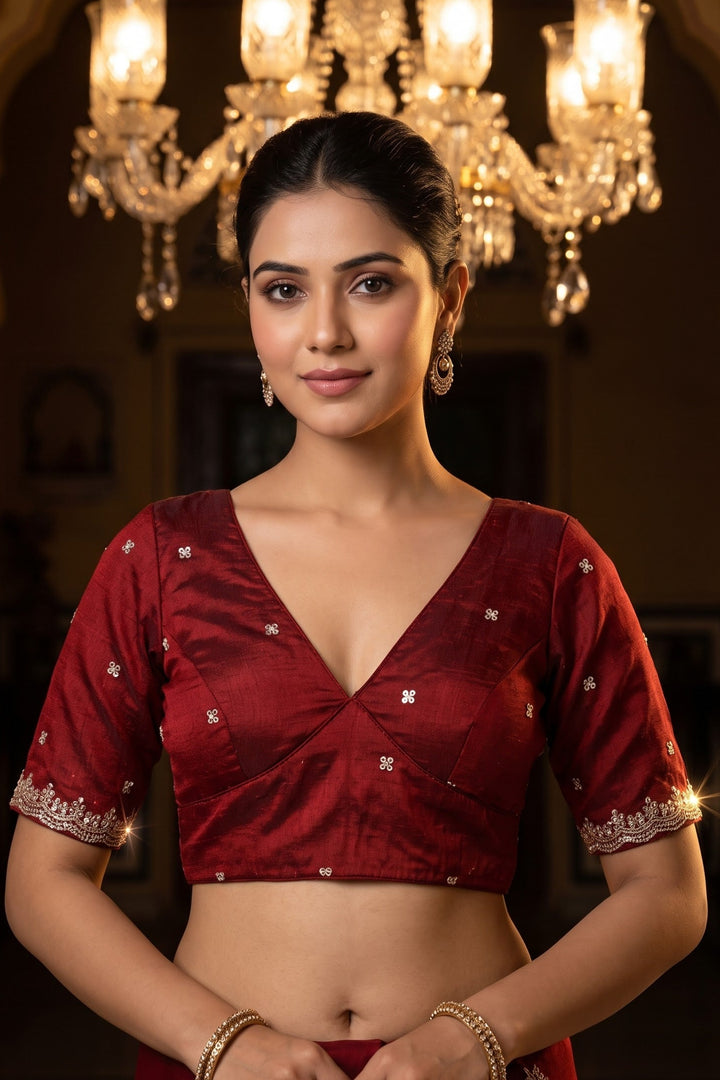 Falling For Florals Vichitra Silk Blouse