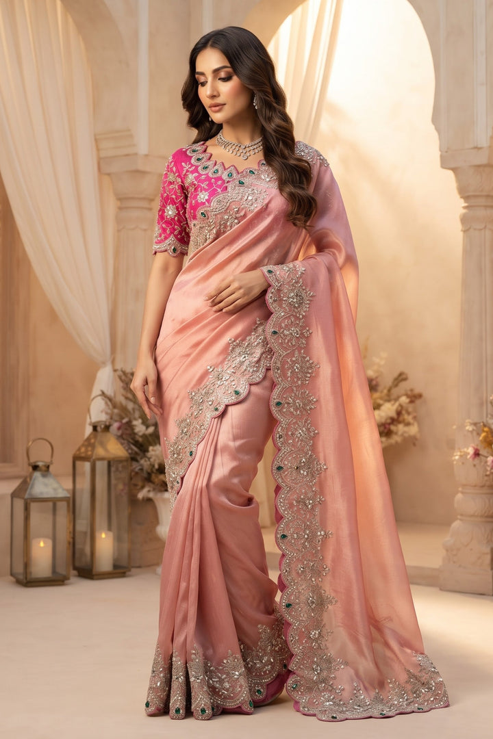 Seraphina Drape -  Designer Sequence Tissue Silk Saree with Designer (Unstitched) Blouse Piece