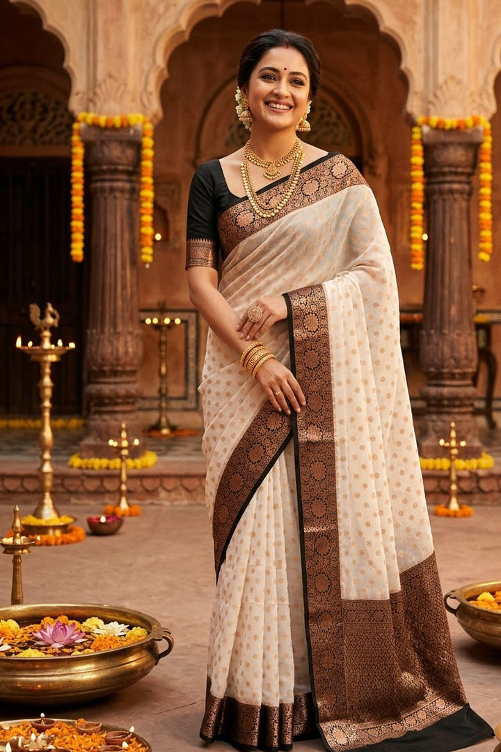 Deepavali Shringar- Banarasi Semi Georgette Soft Silk  Saree