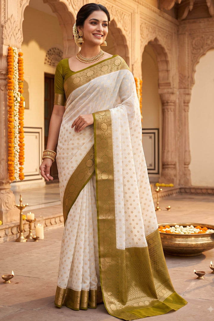Deepavali Shringar- Banarasi Semi Georgette Soft Silk  Saree
