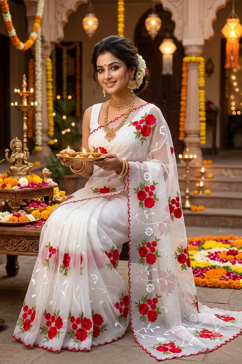 Phoolkatha Kota Saree With Embroidery Work