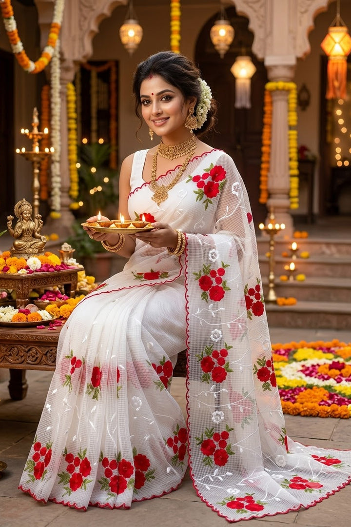 Phoolkatha Kota Saree With Embroidery Work
