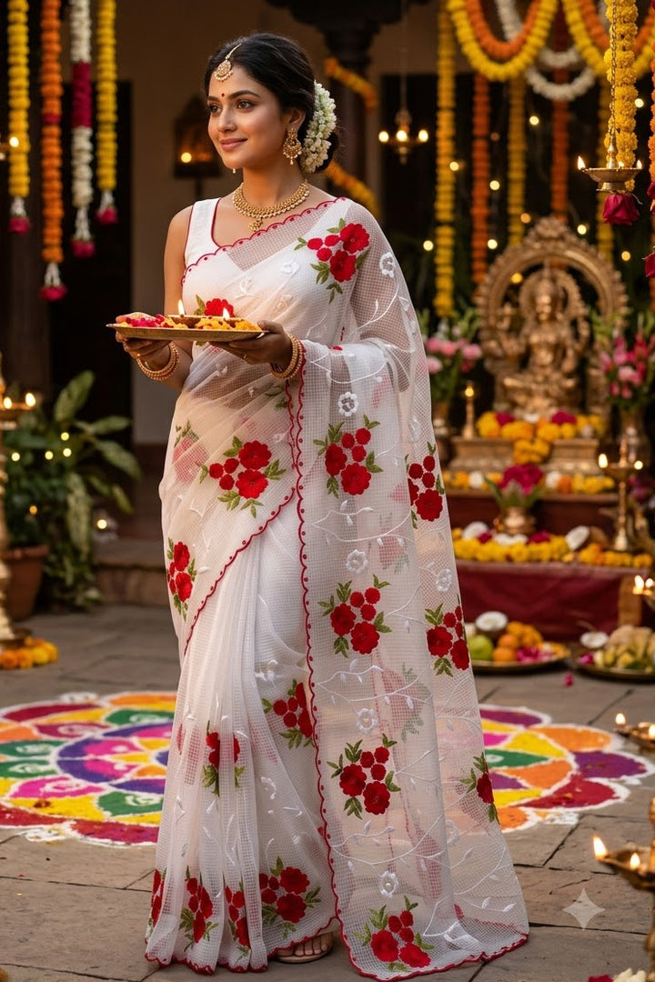 Phoolkatha Kota Saree With Embroidery Work