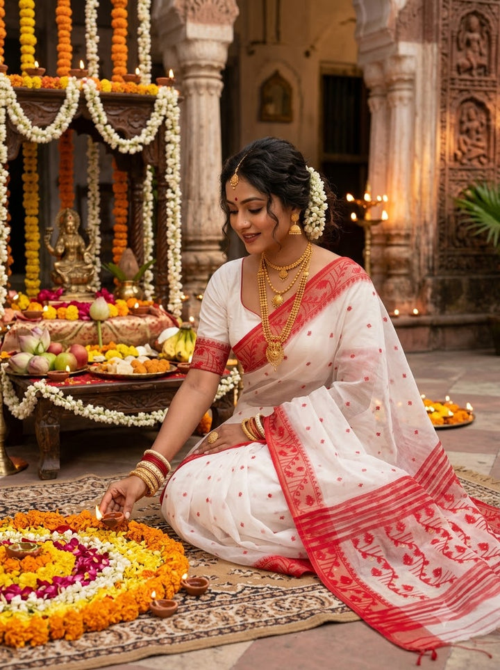 Ektu Bikel Karat Dhakai Jamdani Saree