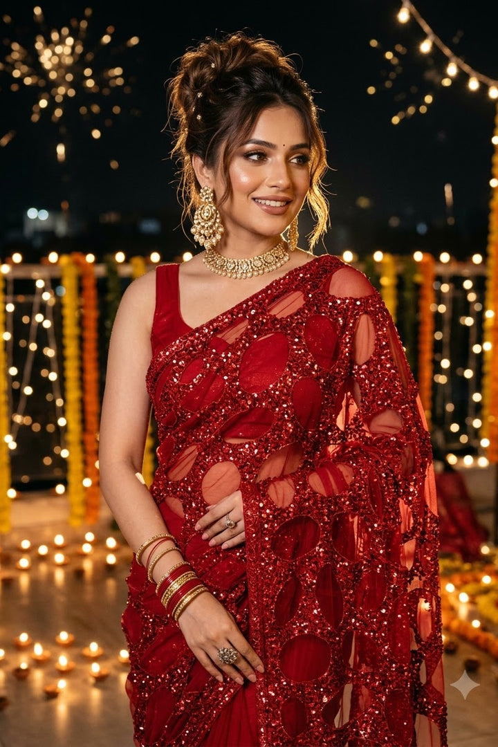 Celestial Gold Net Saree