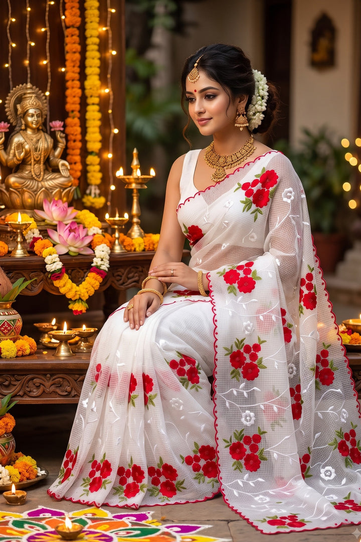 Phoolkatha Kota Saree With Embroidery Work