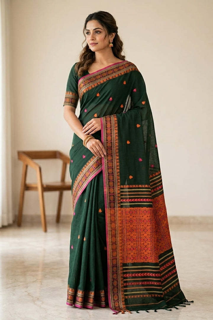 Assam Khadi Jamdani Saree