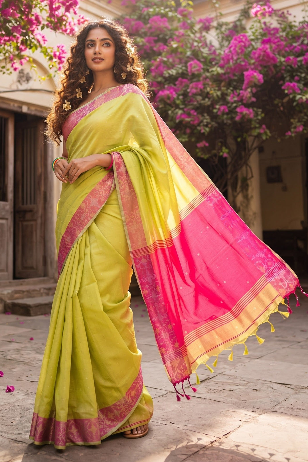 Ranga Priya khadi Jamdani Saree