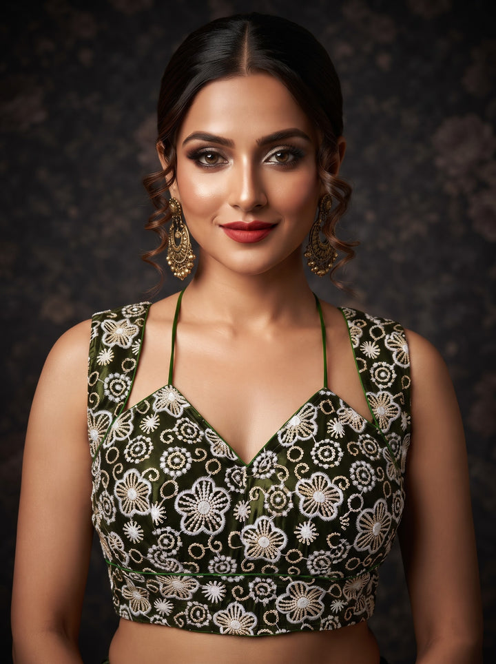 The Glam Edit Vichitra Silk Embroidered Blouse