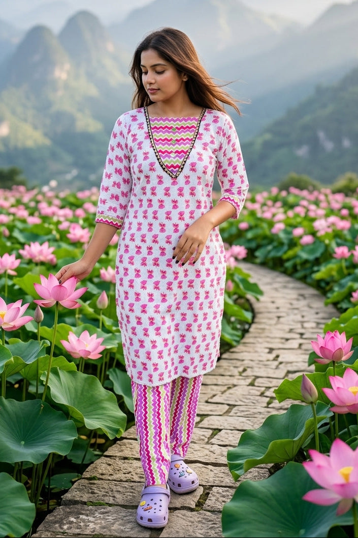 ROSSY Pink Kurti Set