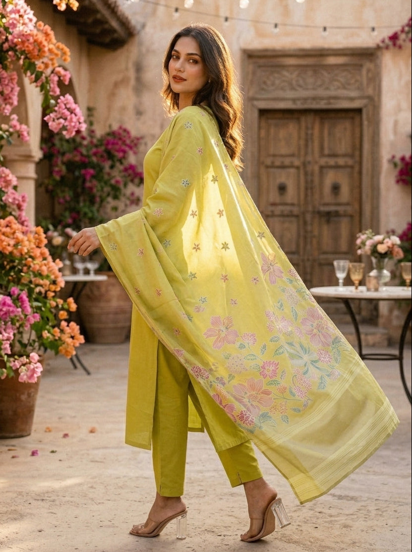 Daytime Moon Silk Kurti Set