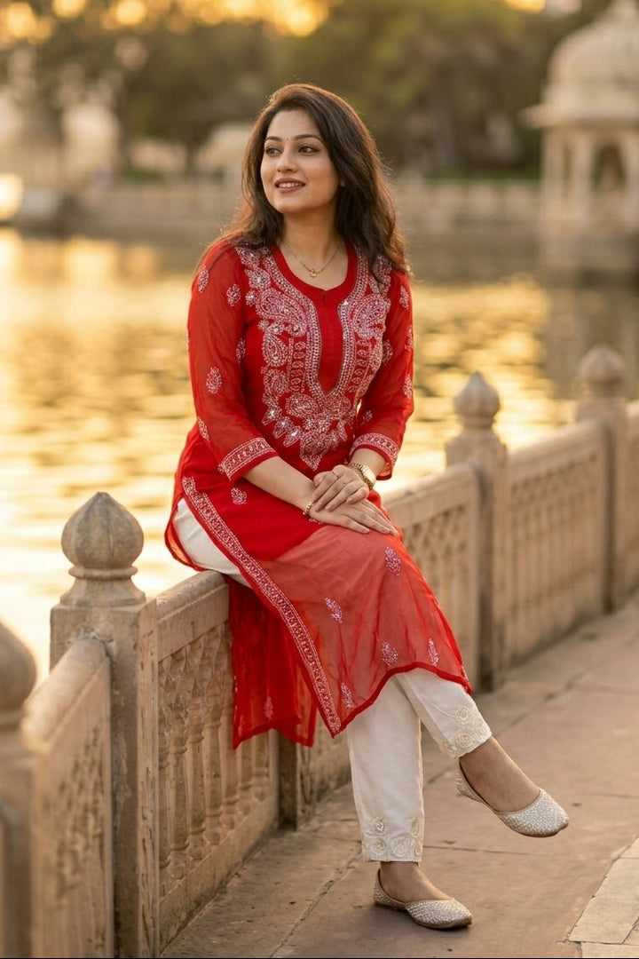 Moonlit Reverie-Georgette Kurti(No pant)