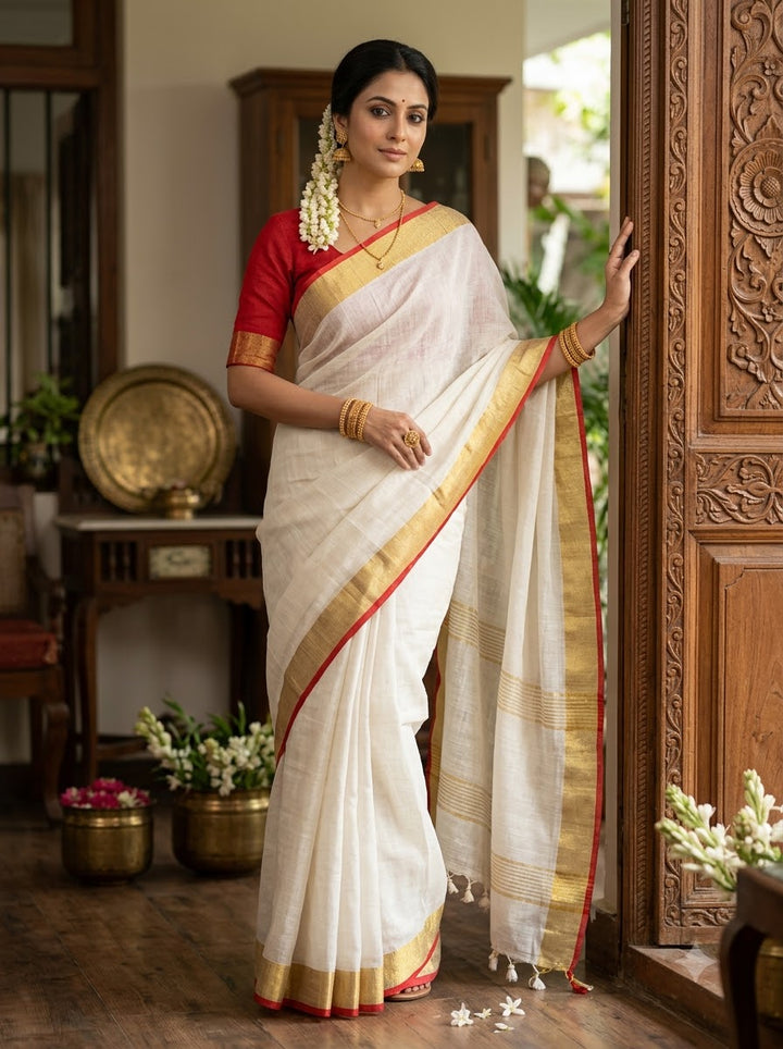 Priyambada Pure Handwoven Linen Saree