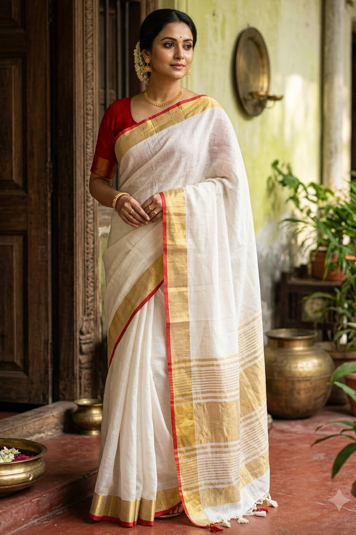 Priyambada Pure Handwoven Linen Saree