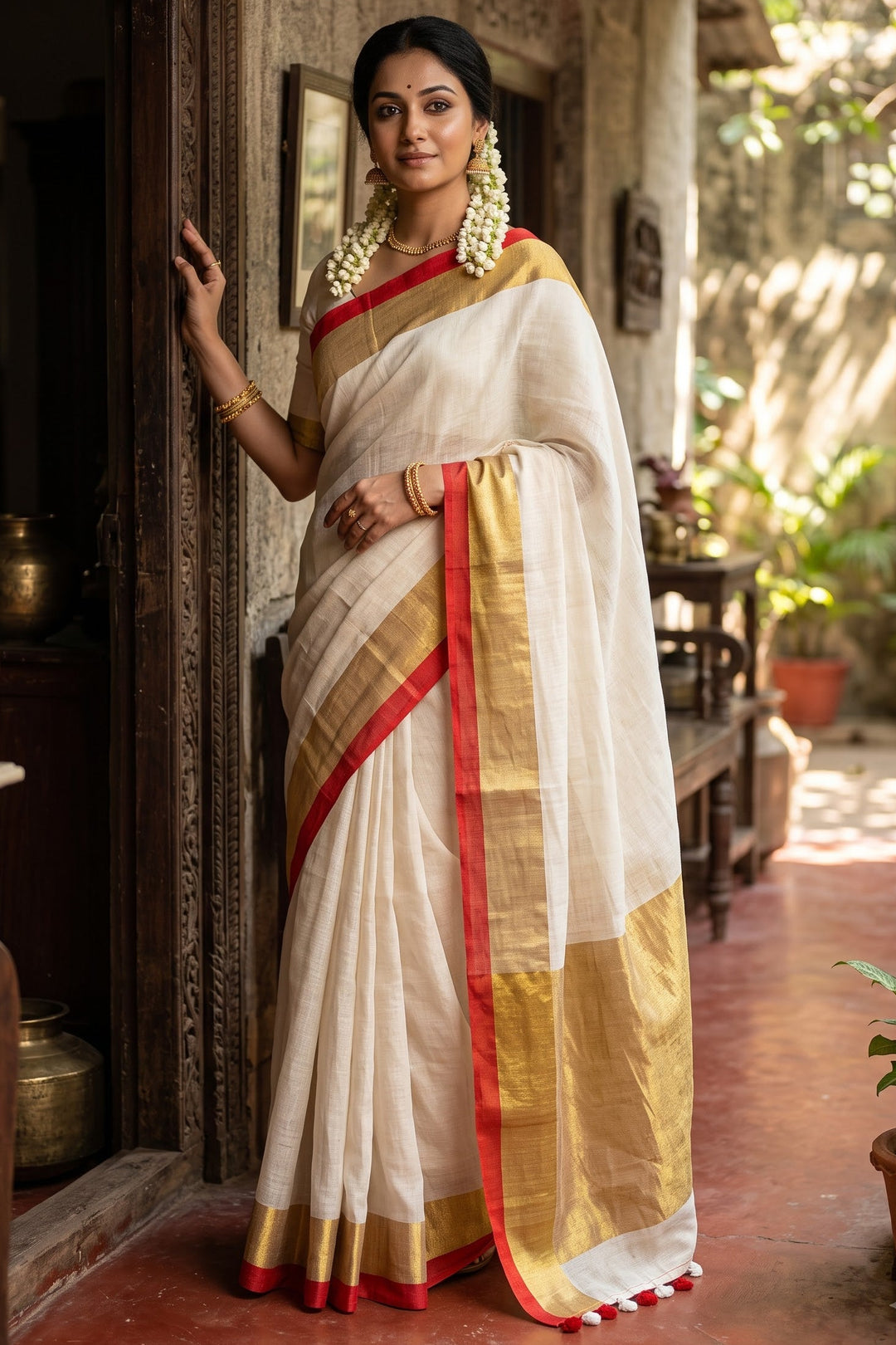 Shonar Rekha – Pure Handwoven Linen Saree