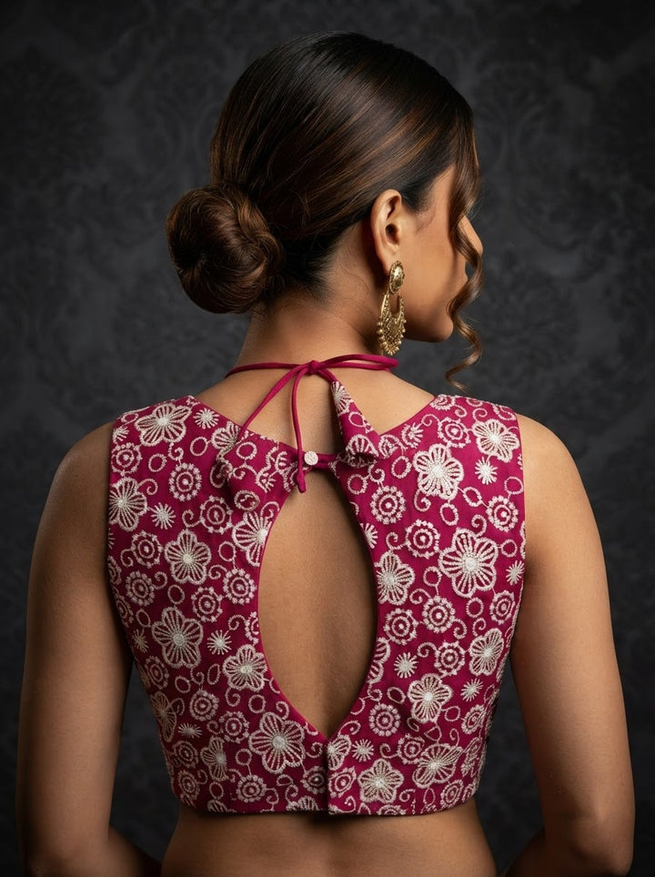 The Glam Edit Vichitra Silk Embroidered Blouse