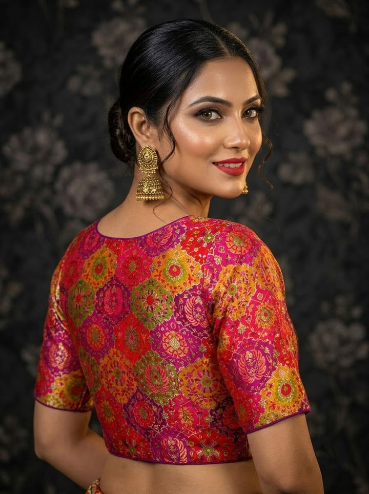 Crown on Repeat- Katan Silk Banarasi Blouse