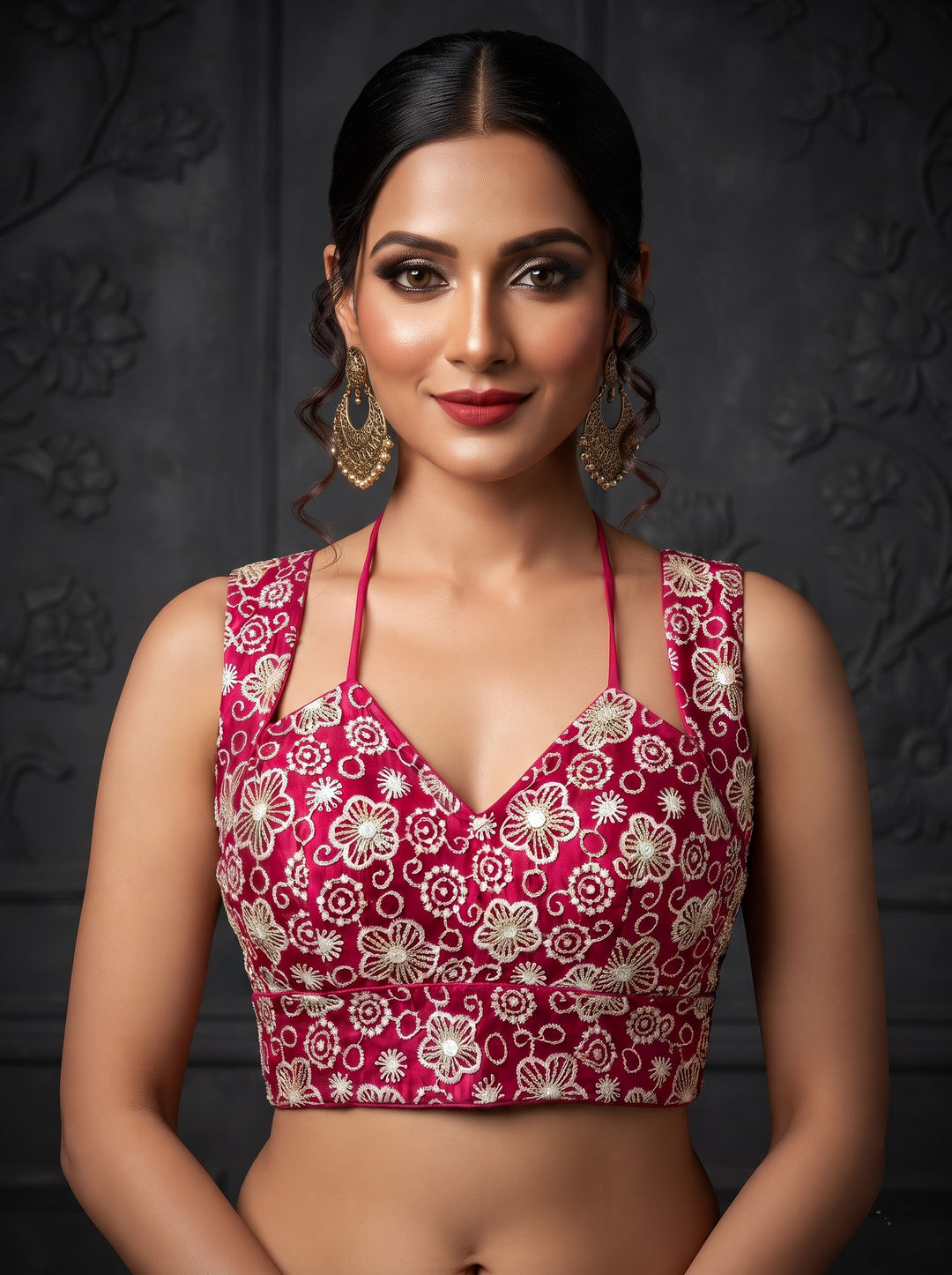 The Glam Edit Vichitra Silk Embroidered Blouse