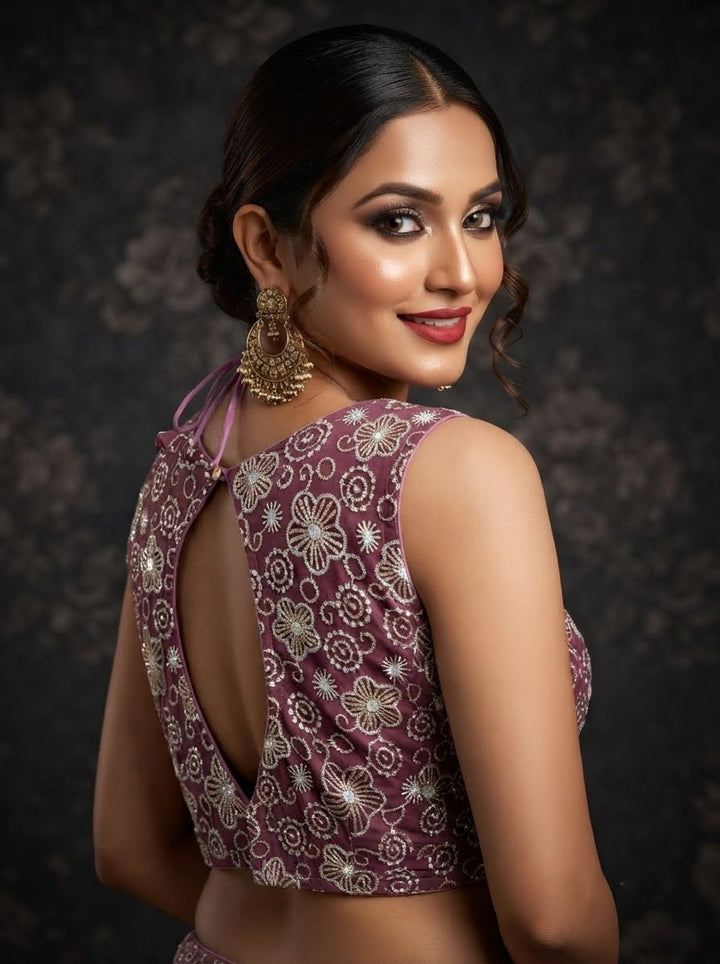 The Glam Edit Vichitra Silk Embroidered Blouse