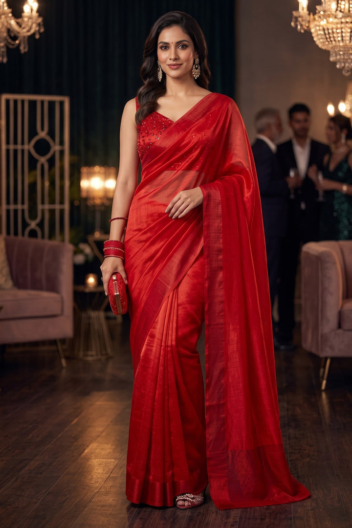 Night Out Glam Satin Silk Saree