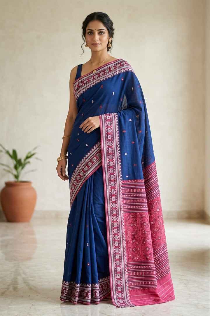 Sanskriti Assam Khadi Jamdani Saree