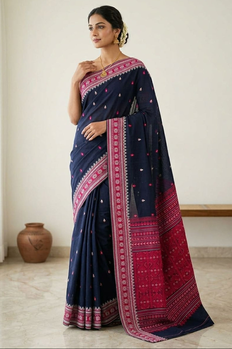 Assam Khadi Jamdani Saree