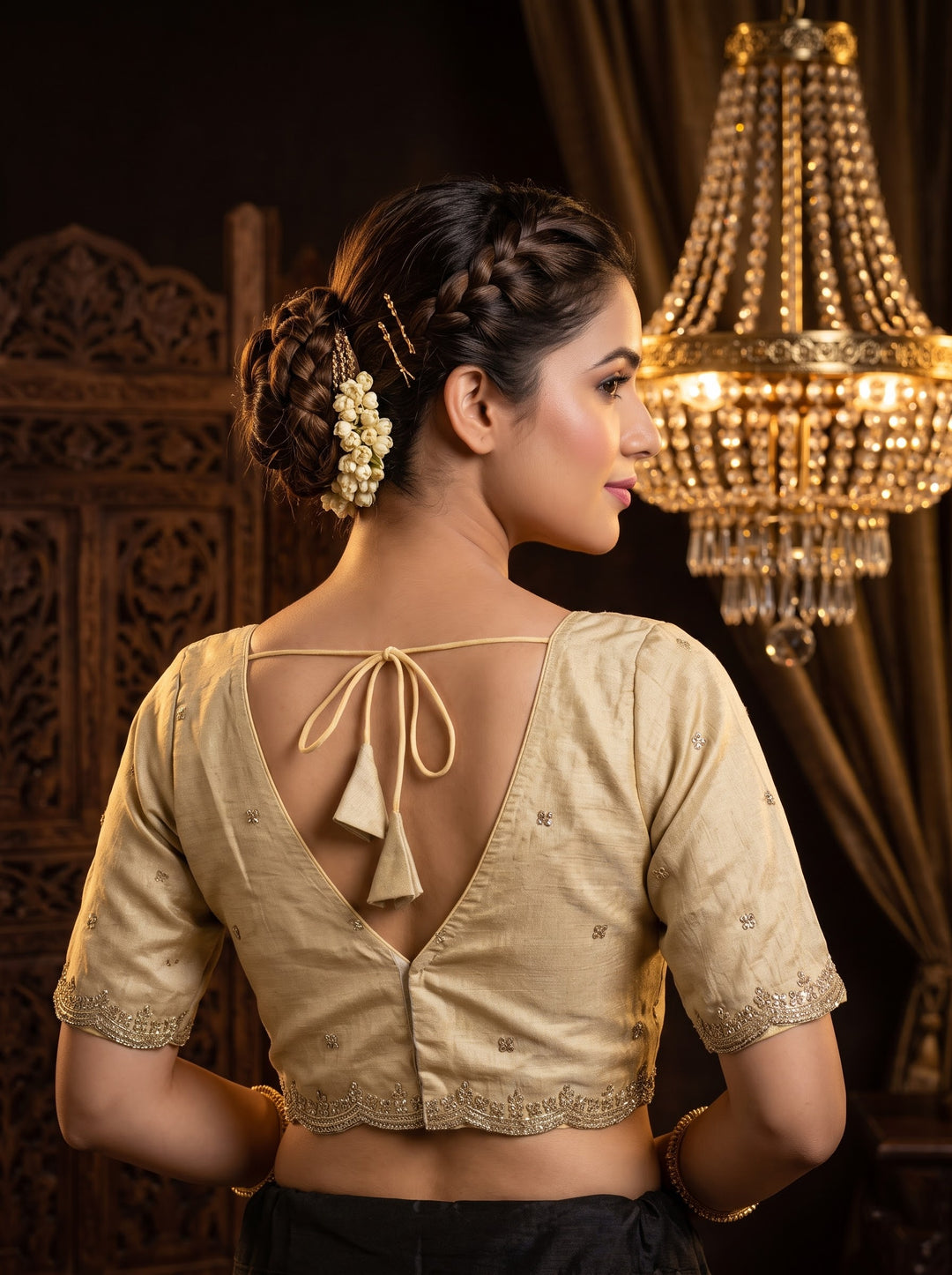 Falling For Florals Vichitra Silk Blouse