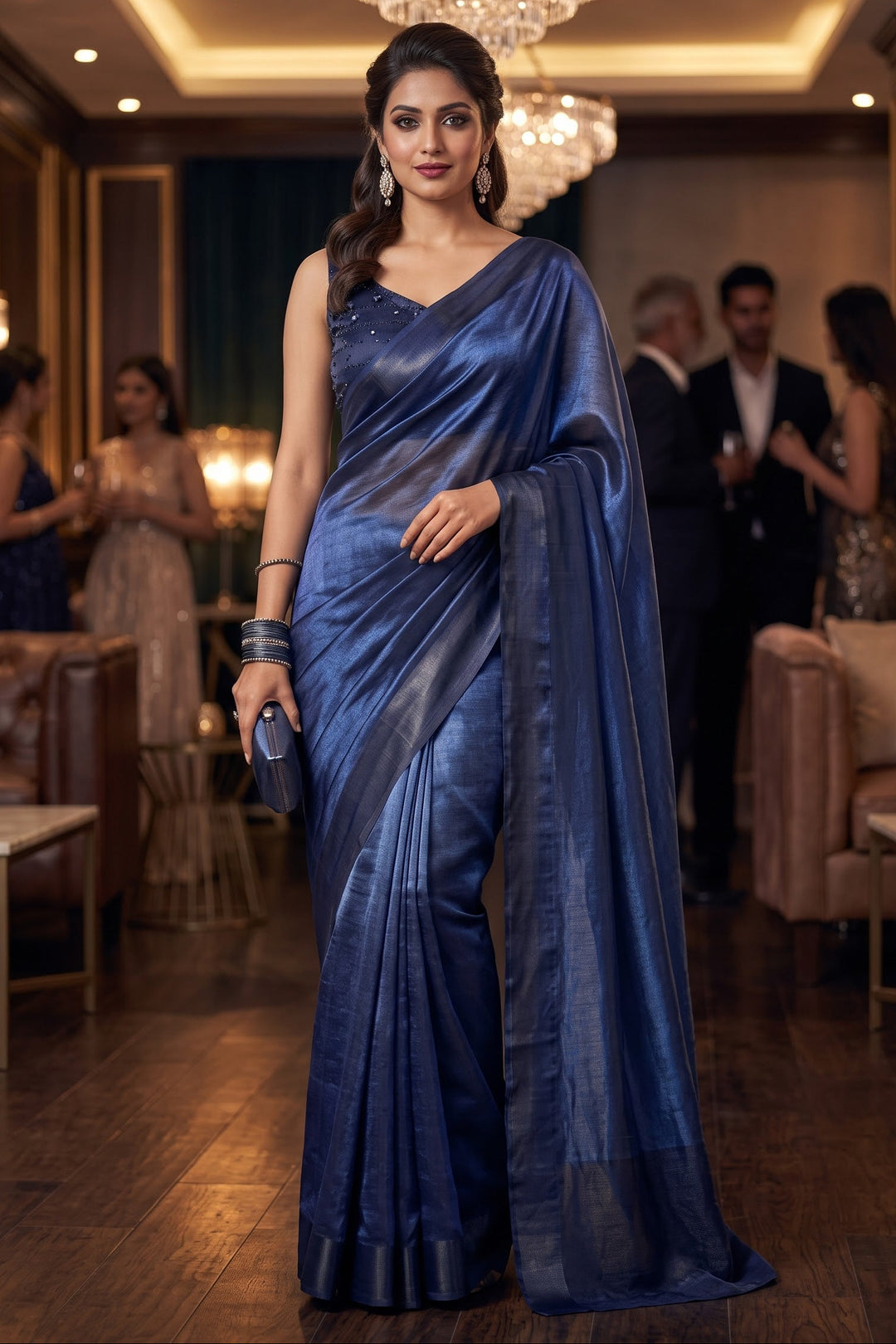 Night Out Glam Satin Silk Saree