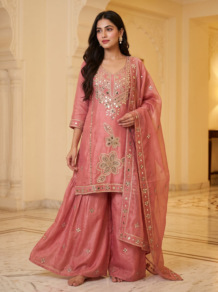 Blush Enigma - Mirror work Designer Suit set