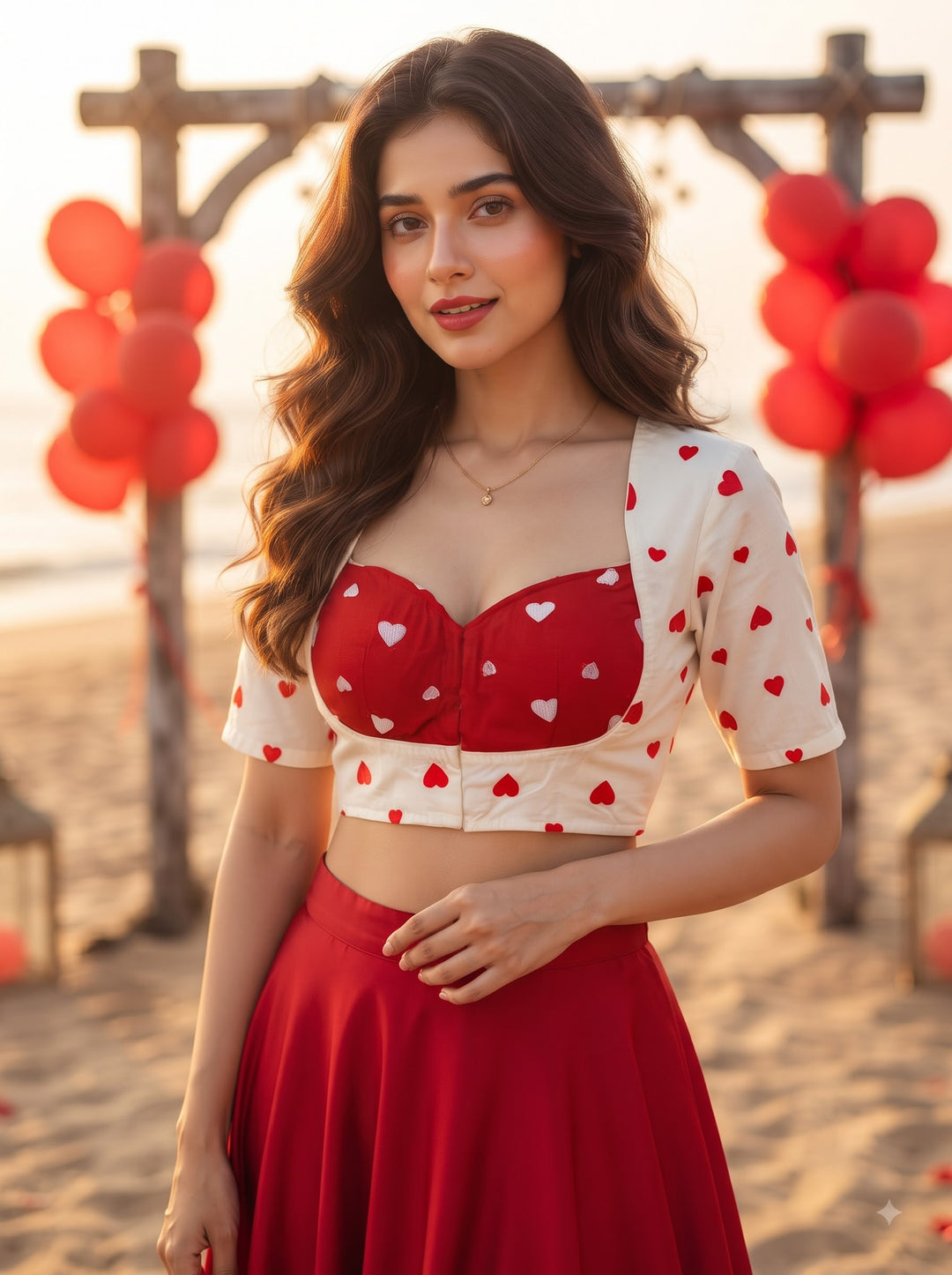 Secret Love Heart Embroidery Designer Blouse