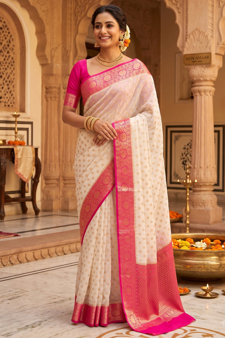 Deepavali Shringar- Banarasi Semi Georgette Soft Silk  Saree