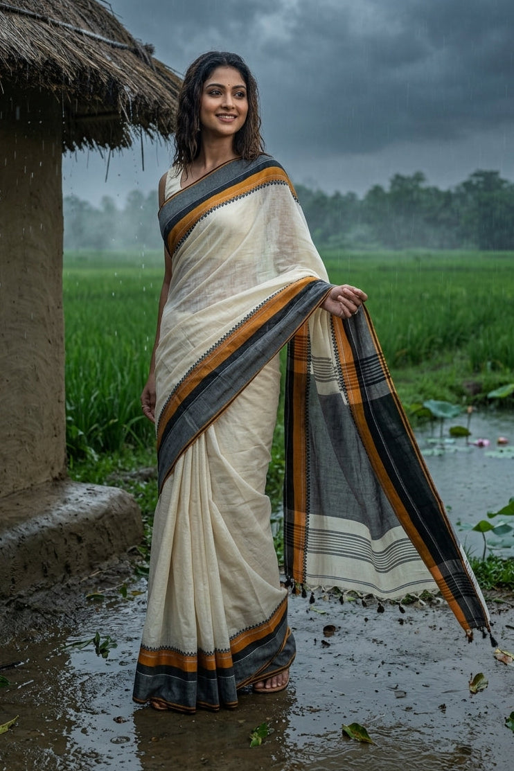 Snigdha Probha Dhaniyakhali Khadi Cotton Saree