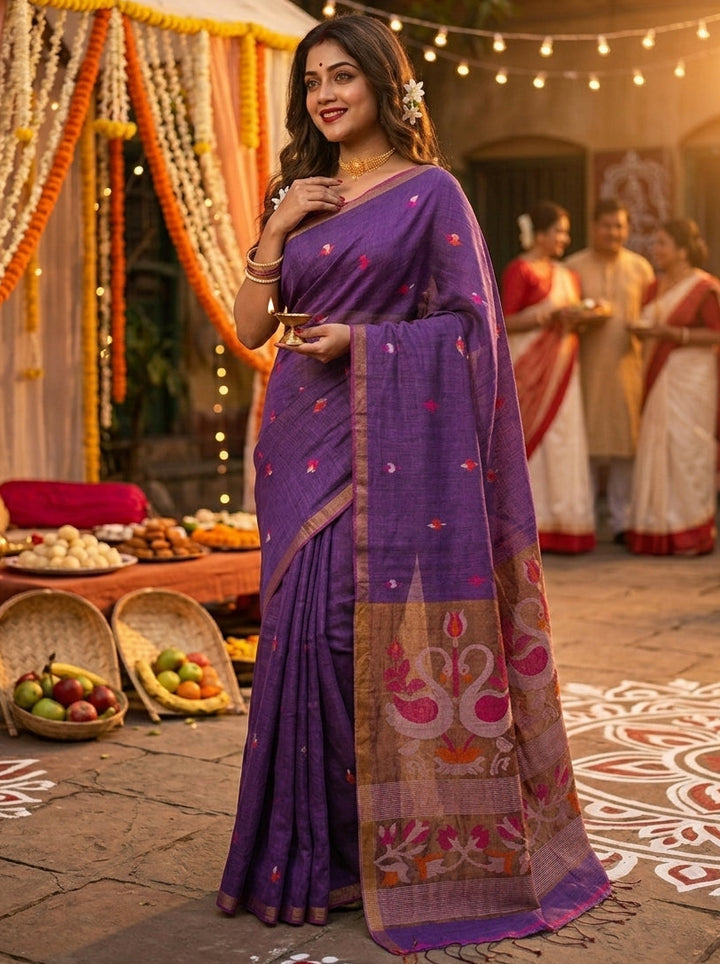 Aponjon Pure Linen Jamdani Saree