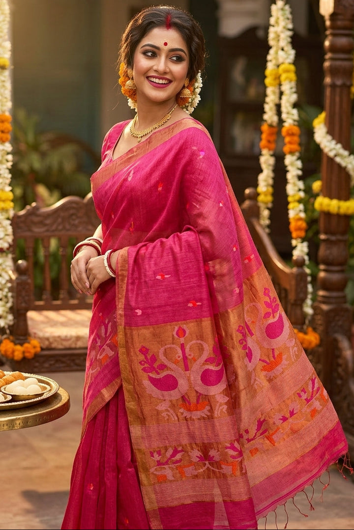 Aponjon Pure Linen Jamdani Saree