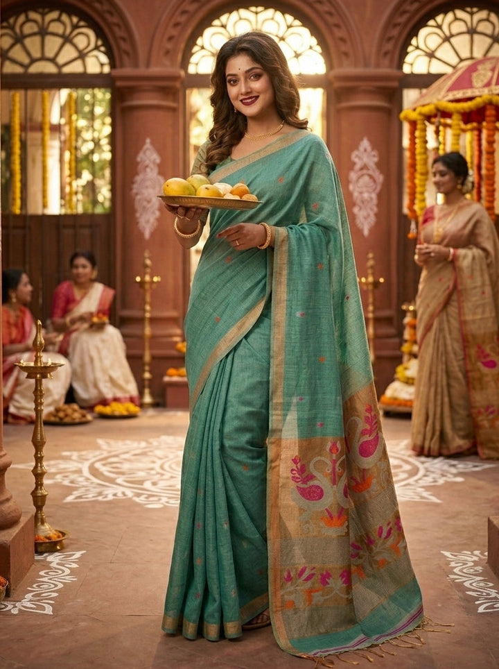 Aponjon Pure Linen Jamdani Saree