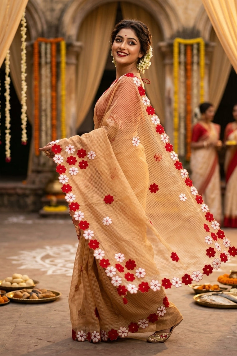 Surobhilata Reshom Kota Applique Saree
