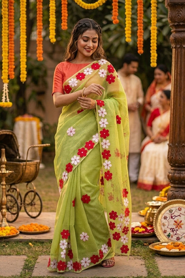Surobhilata Reshom Kota Applique Saree