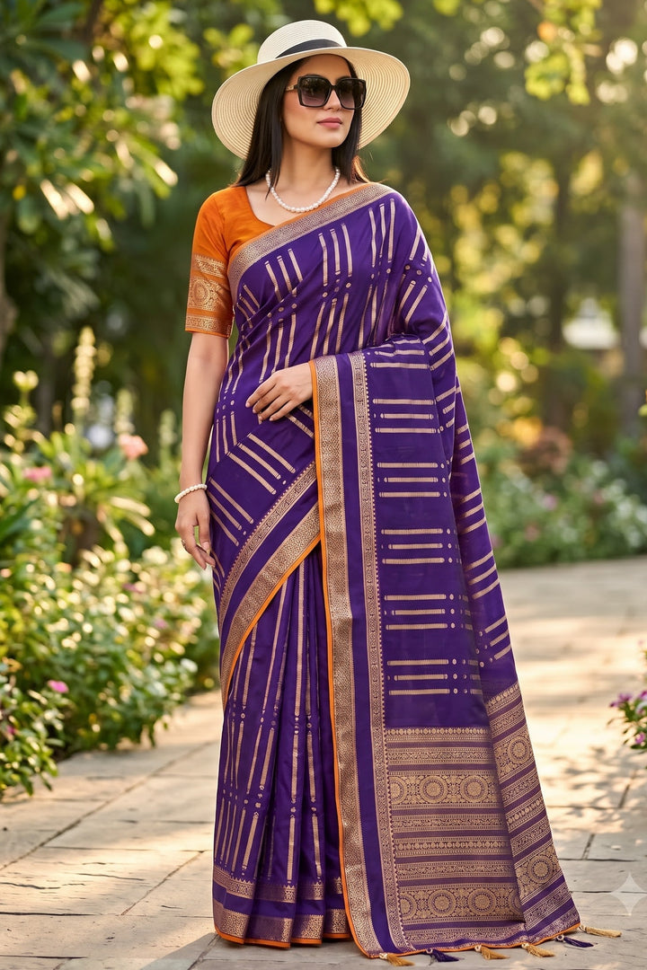Evelyn in Gold Georgette Silk Saree