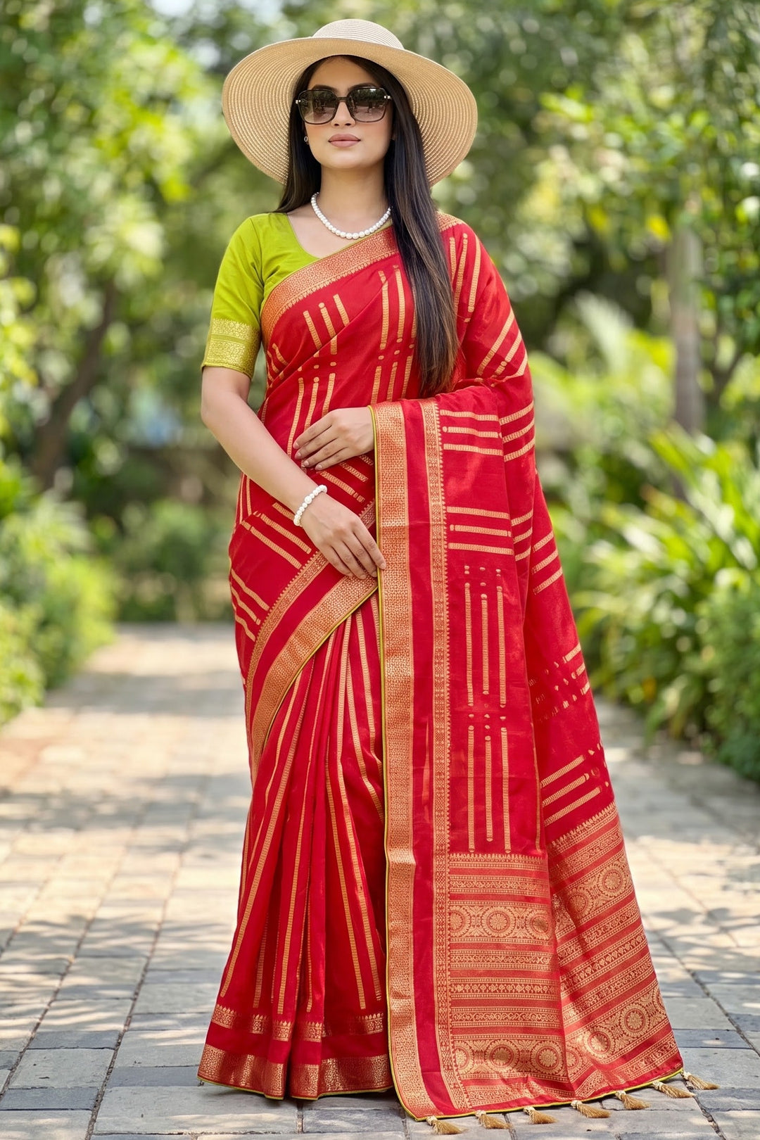 Evelyn in Gold Georgette Silk Saree
